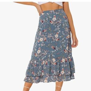 Allegra K Floral Midi Skirt